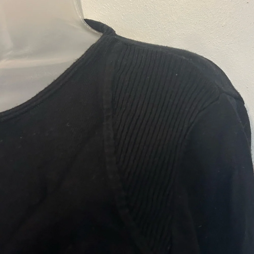 Tribal Black Crew Neck Sweater Shoulder and Side Detail 3/4 Sleeve Size L - Picture 5 of 10